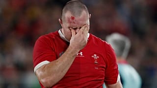 Wales' Ken Owens leaves the pitch 