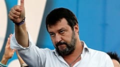 FILE PHOTO: League party leader Matteo Salvini gestures during an anti-government demonstration in Rome, Italy, October 19, 2019. 