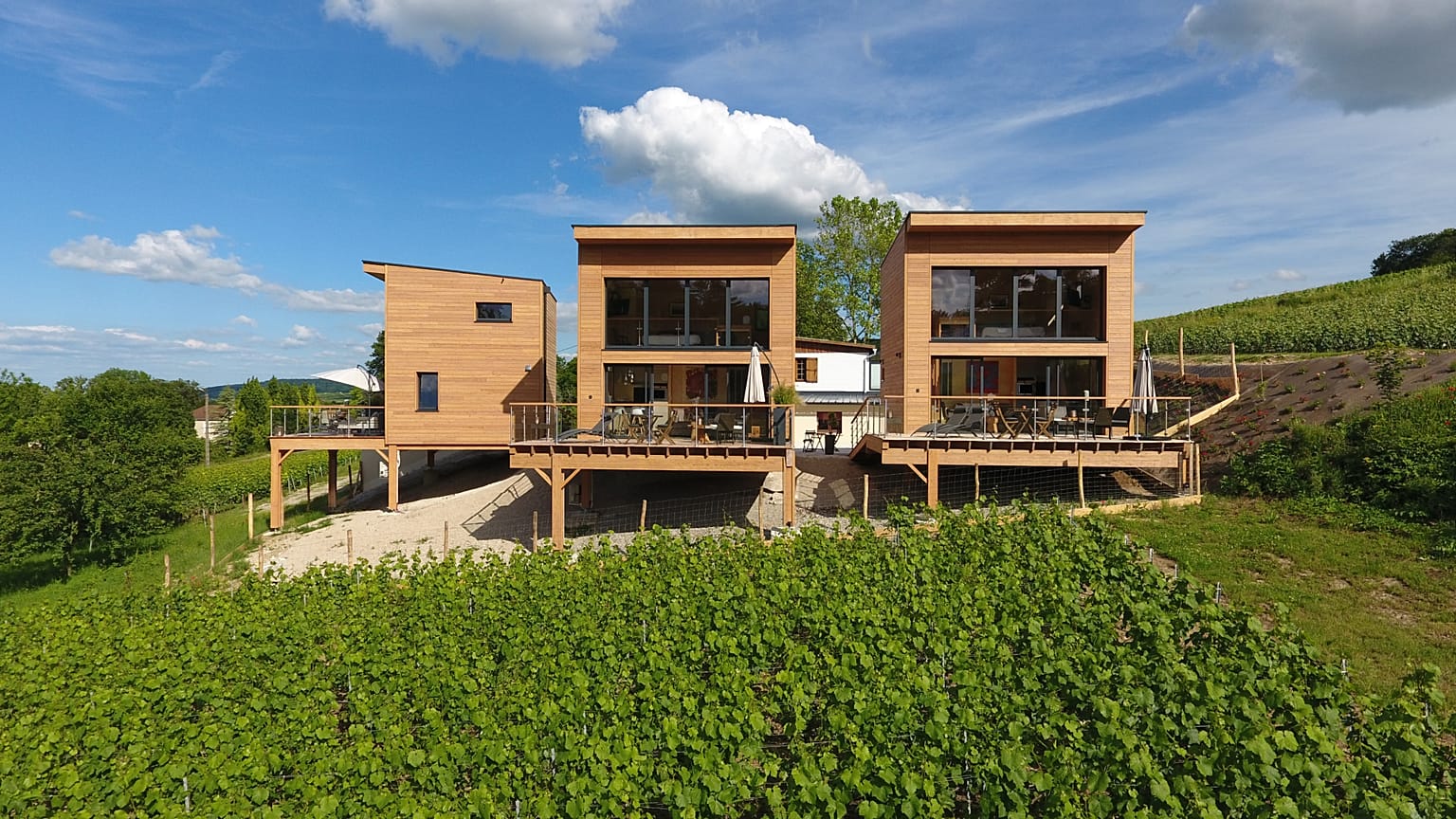 These eco-chalets are made from wood sourced within 30km