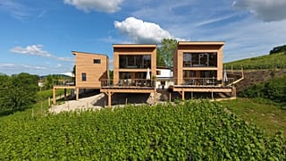 These eco-chalets are made from wood sourced within 30km