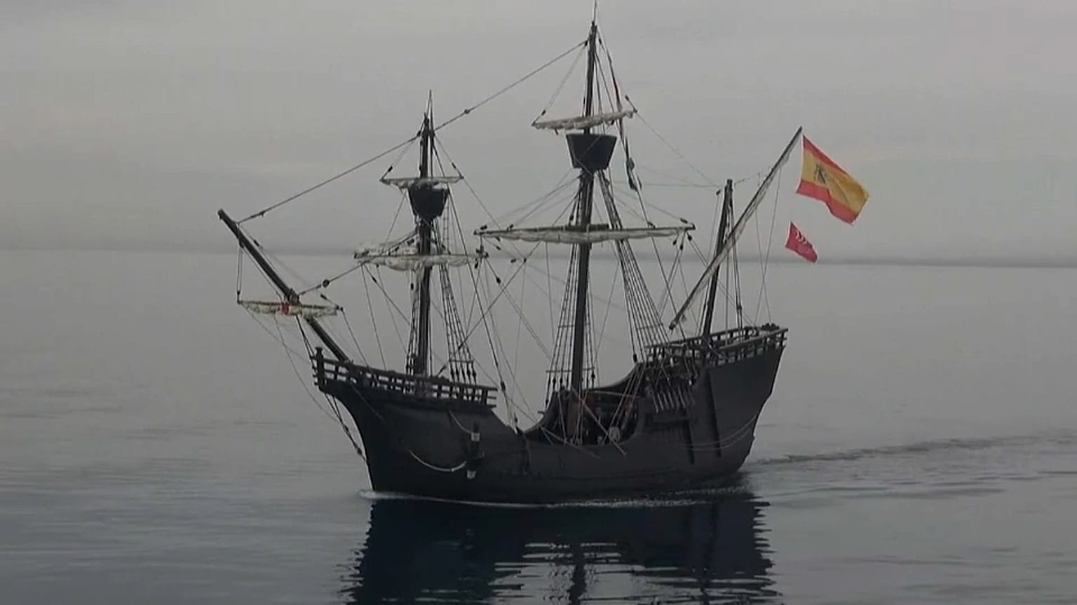 The Nao Victoria replica sets sail from Almeria
