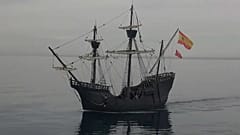 The Nao Victoria replica sets sail from Almeria