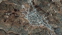 صورة أقمار صناعية لمكان الإقامة المفترض لزعيم داعش، أبو بكر البغدادي، بالقرب من قرية باريشا ، سوريا ، 28 سبتمبر 2019