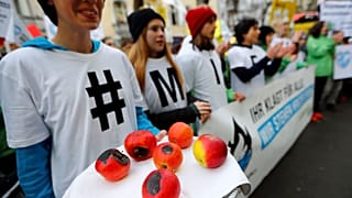 Demonstranten vor dem Gerichtsgebäude in Berlin: Die Folgen des Klimawandels bedrohten ihre Existenz, argumentierten die klagenden Landwirte.