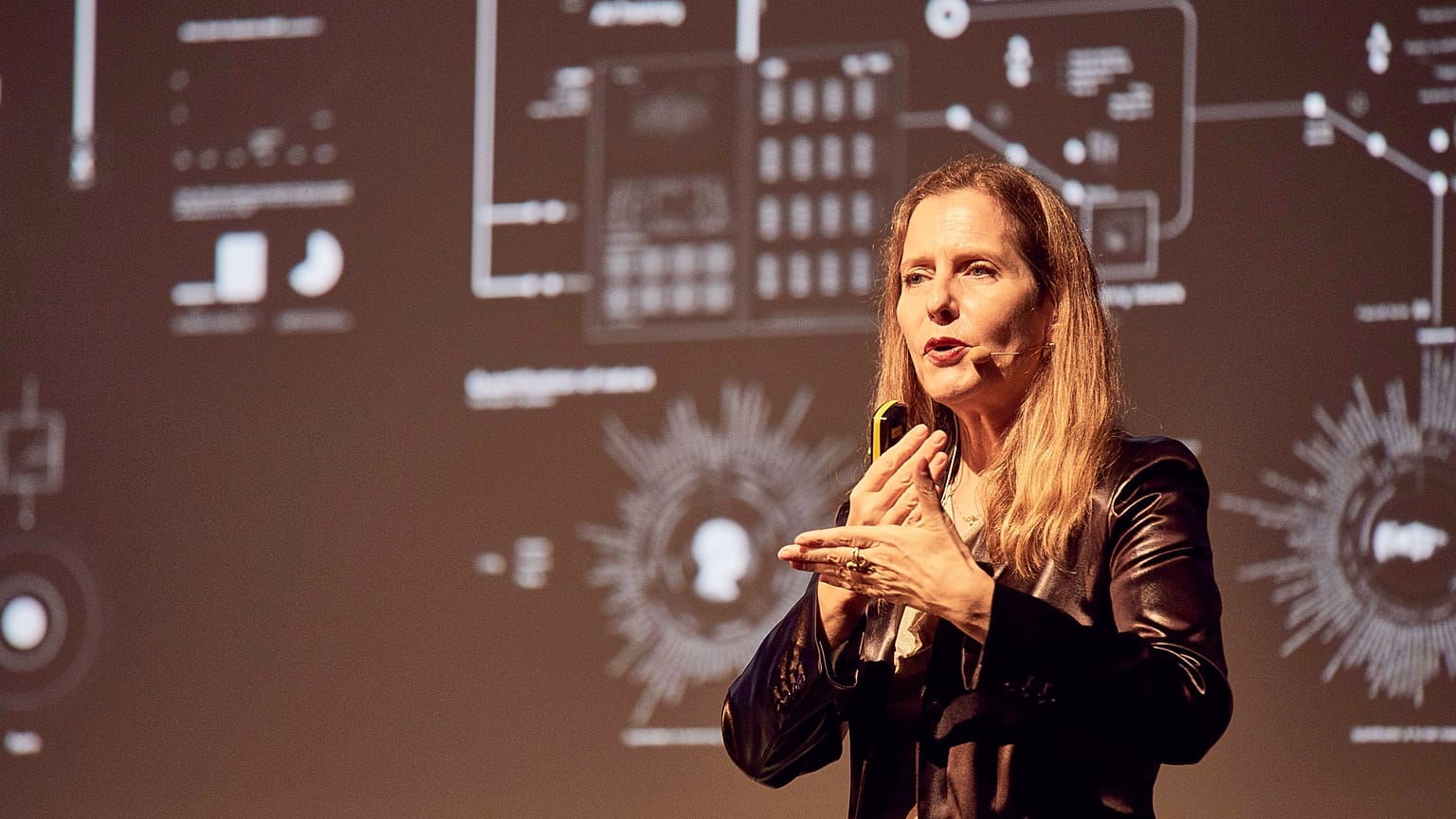 Paola Antonelli on stage at Dezeen Day and London's BFI Southbank