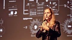 Paola Antonelli on stage at Dezeen Day and London's BFI Southbank