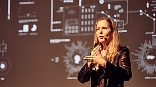 Paola Antonelli on stage at Dezeen Day and London's BFI Southbank