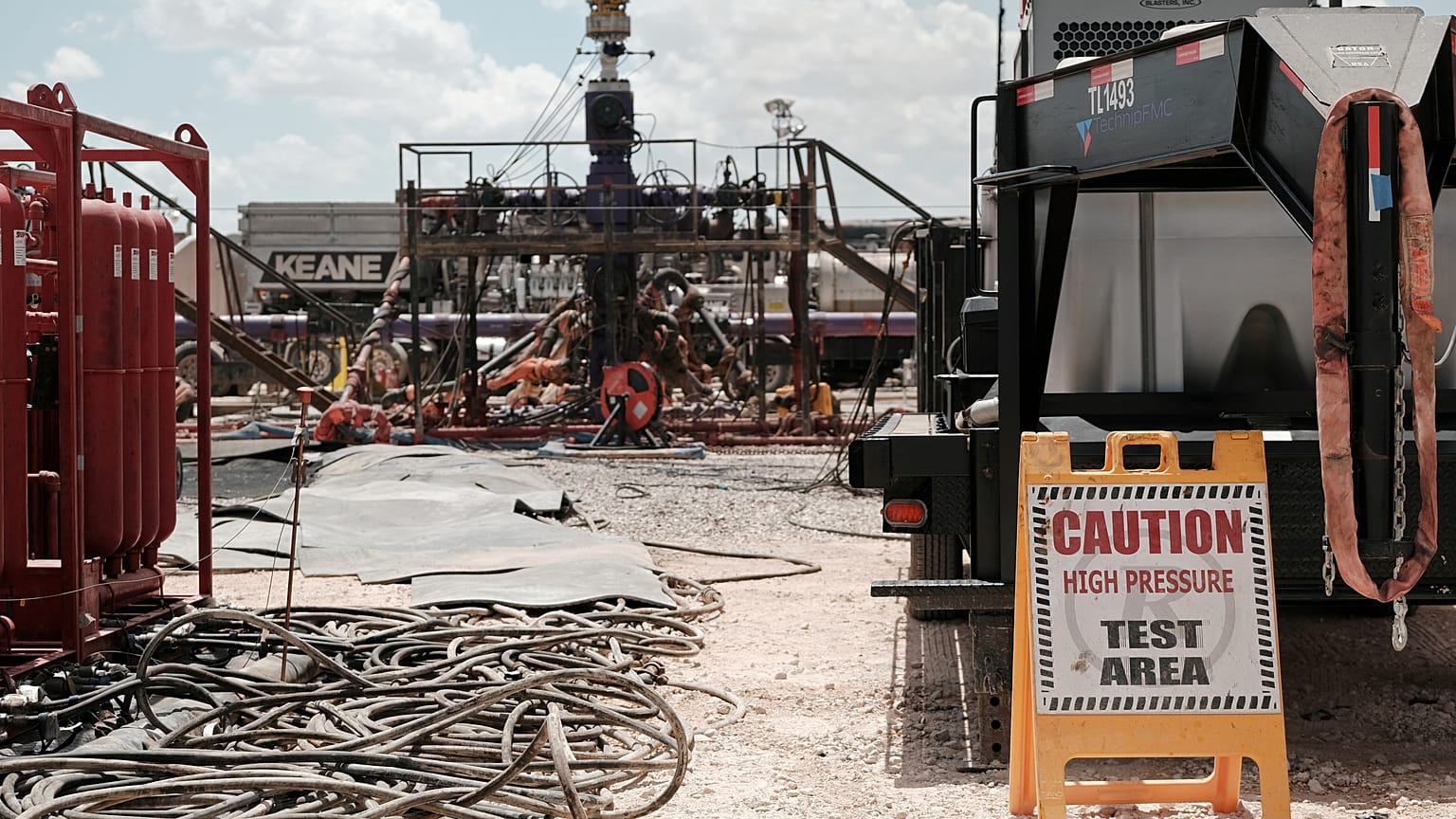 FILE PHOTO: Chevron fracking site near Midland, Texas, US. August 22, 2019. Picture taken August 22, 2019. 