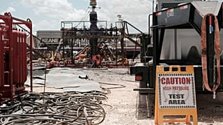 FILE PHOTO: Chevron fracking site near Midland, Texas, US. August 22, 2019. Picture taken August 22, 2019. 