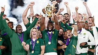 Rugby World Cup - Final - England v South Africa - International Stadium Yokohama, Yokohama, Japan - November 2, 2019 South Africa's Siya Kolisi celebrates with 
