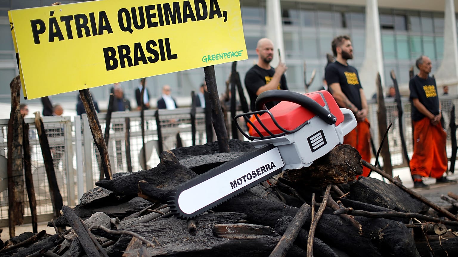 Çevre örgütü Greenpeace Amazonlar'daki yangınlardan dolayı Brezilya'da hükümeti protesto etti.