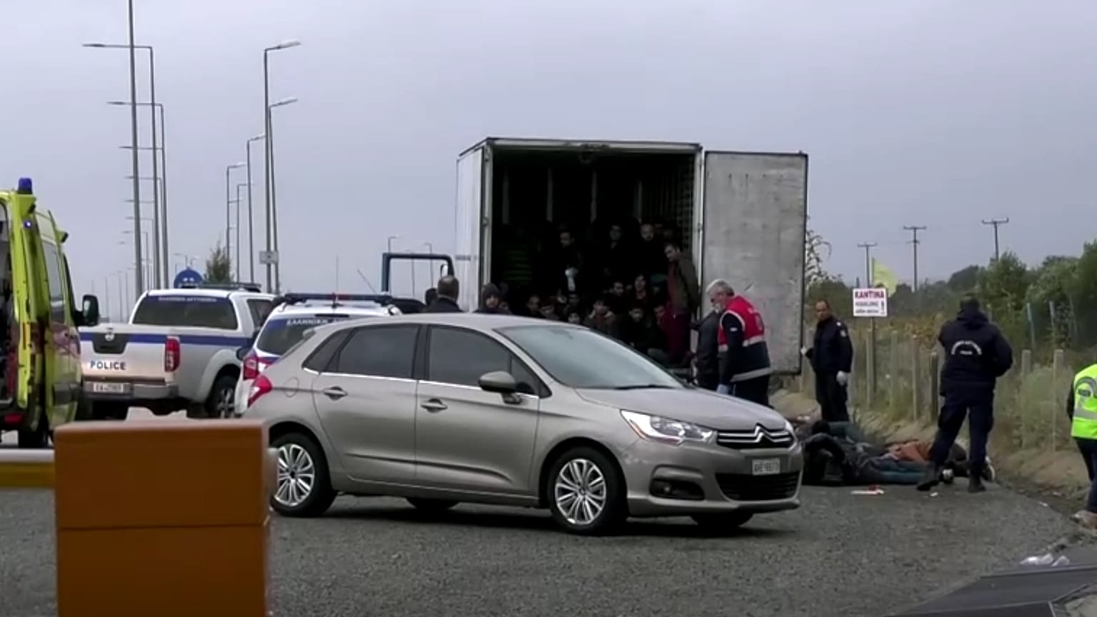 The truck was stopped just outside of Xanthi