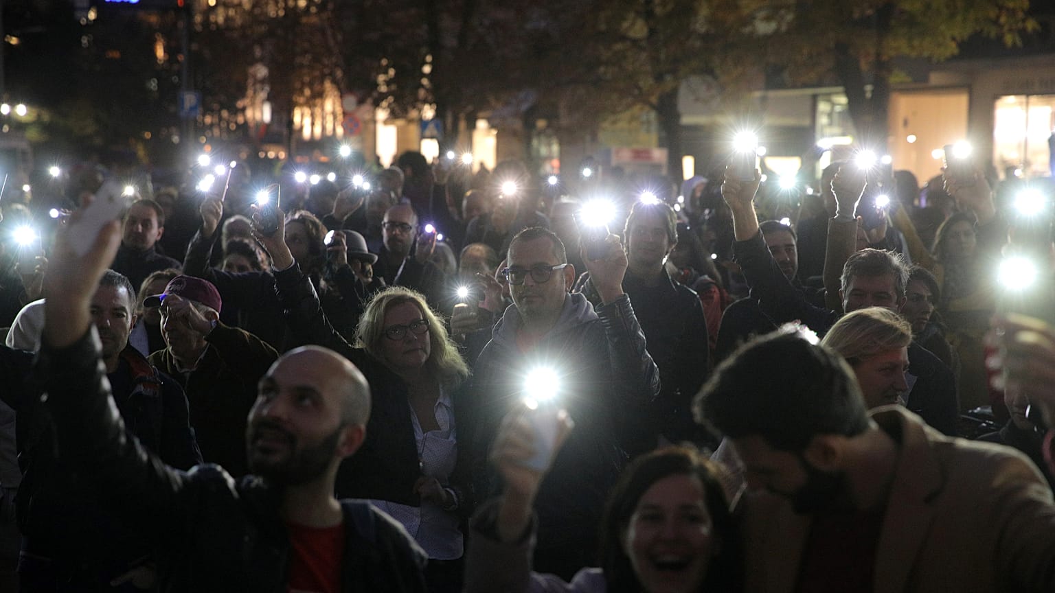 Protesters take part in a demonstration against the only nomination for a new chief prosecutor in Sofia, Bulgaria, October 8, 2019.