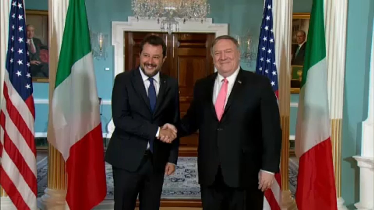 Italy's Matteo Salvini in US for talks with Mike Pompeo and Mike Pence