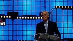 The EU's chief Brexit negotiator Michel Barnier speaks at Web Summit in Lisbon, Portugal