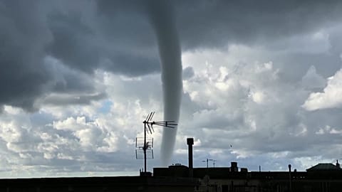 Massive waterspouts swirl over Italian city of Genoa