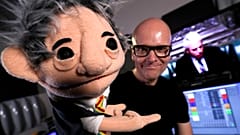 Belgian music producer Michael Schack, creator of the track "Order", with  puppet depicting Bercow, on November 6, 2019.