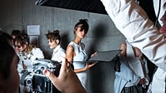 Backstage at a fashion week