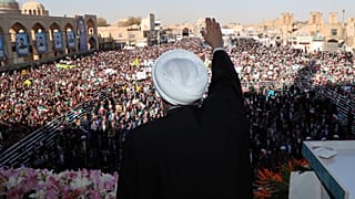 الرئيس الإيراني حسن روحاني خلال خطاب ألقاه اليوم في طهران