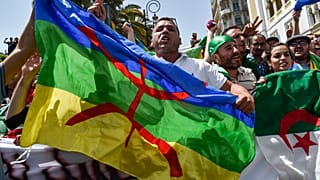 رفع الراية الأمازيغية خلال المظاهرات في الجزائر