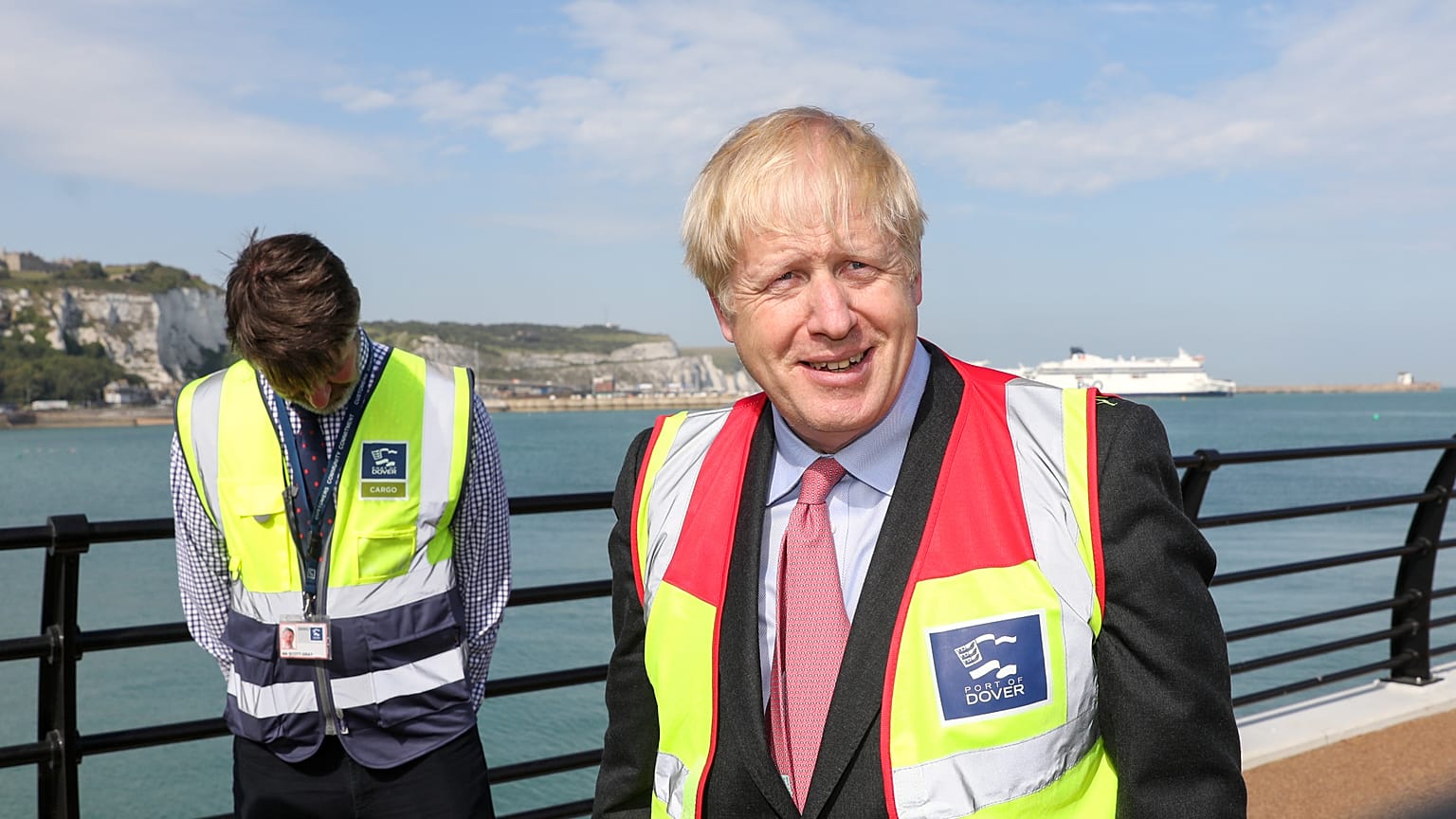 Boris Johnson on a visit to the Port of Dover Ltd., during the Conservative Party leadership campaign tour in Dover, Britain July 11, 2019.