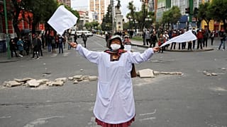 Demonstrantin in La Paz