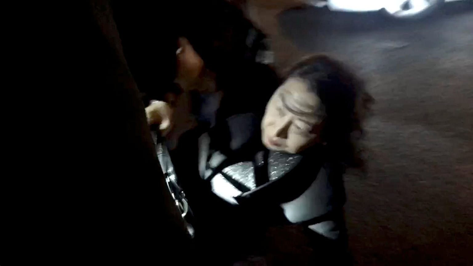 Teresa Cheng was seen falling to the ground in the video
