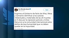 Evo Morales: "Crimini contro l'umanità in Bolivia nella repressione del dissenso"