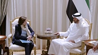 من اللقاء بين بارلي وولي عهد أبوظبي الأمير محمد بن زايد آل نهيان