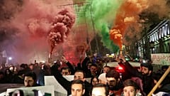 Opposition supporters take part in a rally to protest against the government and demand an early parliamentary election in Tbilisi, Georgia November 25, 2019.