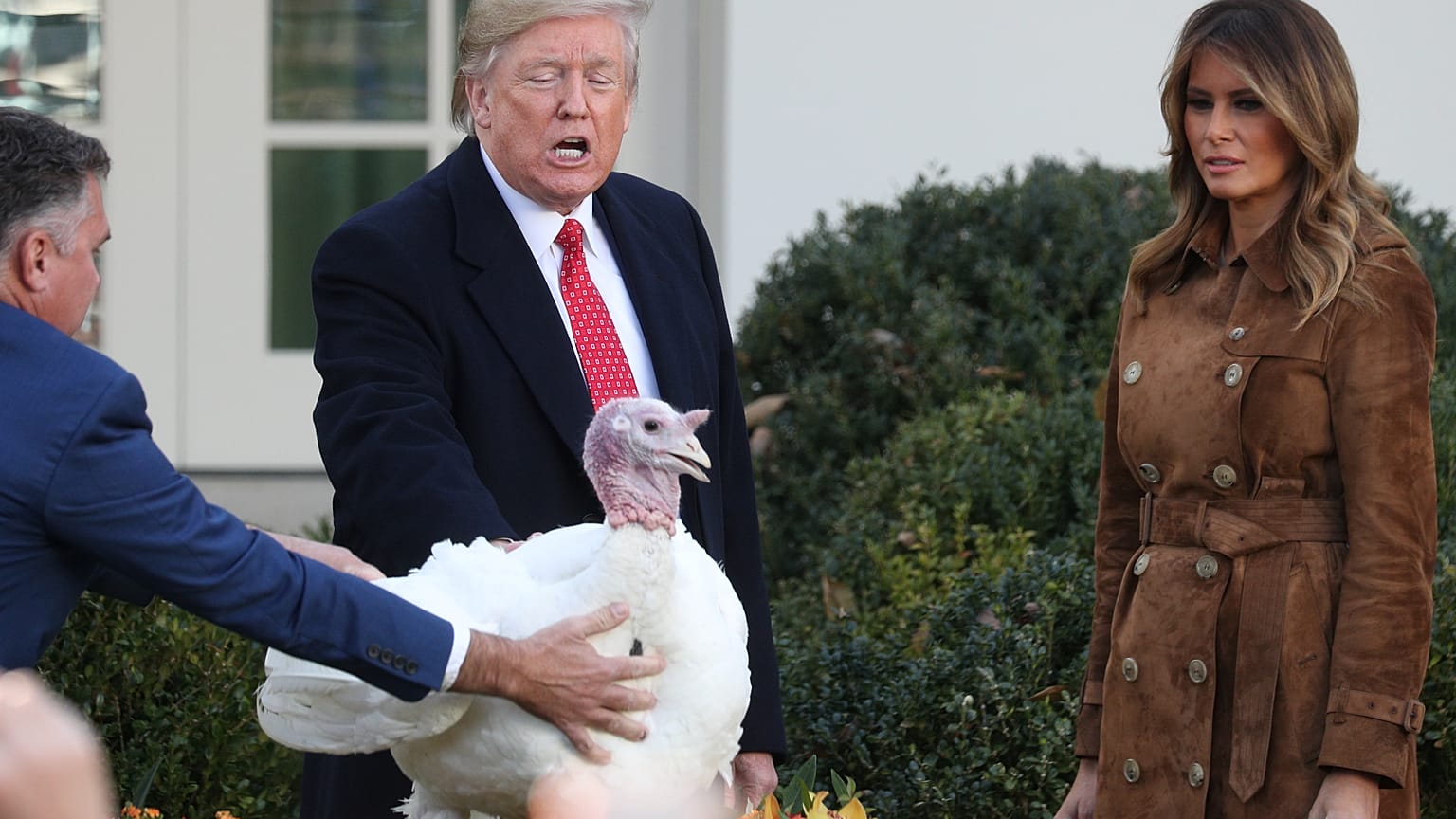 Trump bromea sobre su impeachment durante el tradicional indulto del pavo