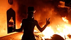 An Iraqi demonstrator in front of the Iranian consulate in Najaf