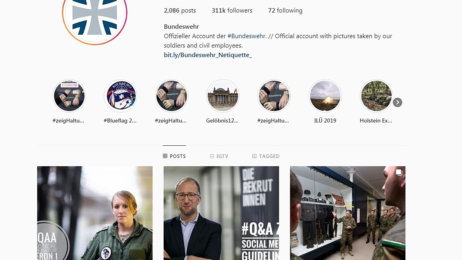 Screengrab from Bundeswehr Instagram feed 