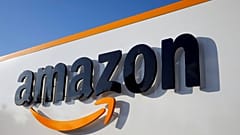 The logo of Amazon is seen at the company logistics centre in Boves, France