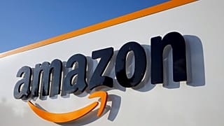 The logo of Amazon is seen at the company logistics centre in Boves, France