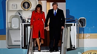 President Donald Trump and First Lady Melania arrived at London Stansted airport.