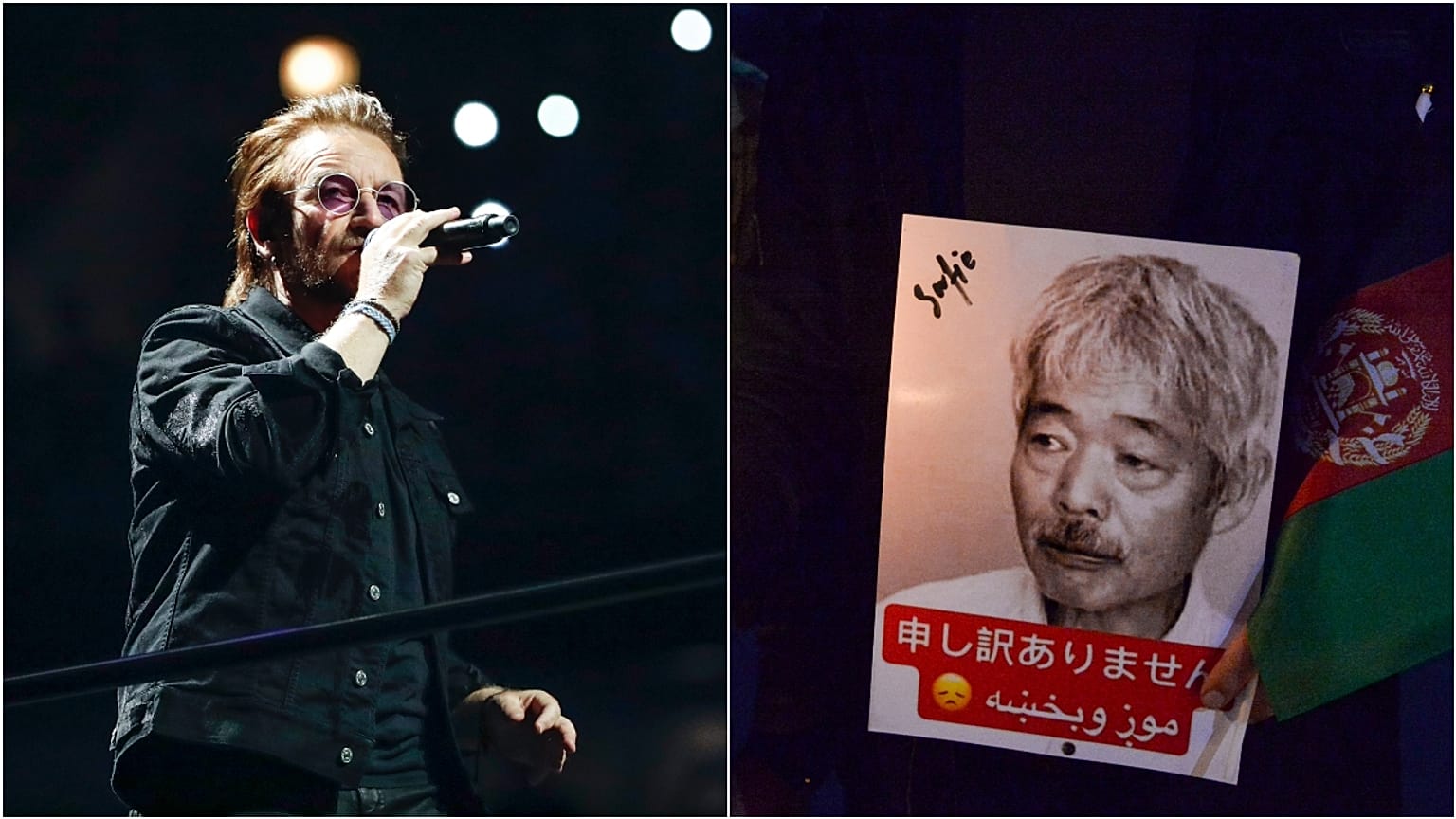 U2 Saitama Arena'da şarkılarını Tetsu Nakamura için söyledi - AFP