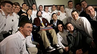 Pete Frates with members of the Boston College baseball team