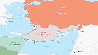 Türkiye ile Libya arasında yapılan anlaşmanın haritası
