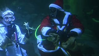 Weihnachtsmann auf Tauchgang