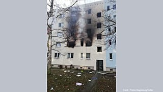 Photo du bâtiment après l'explosion 