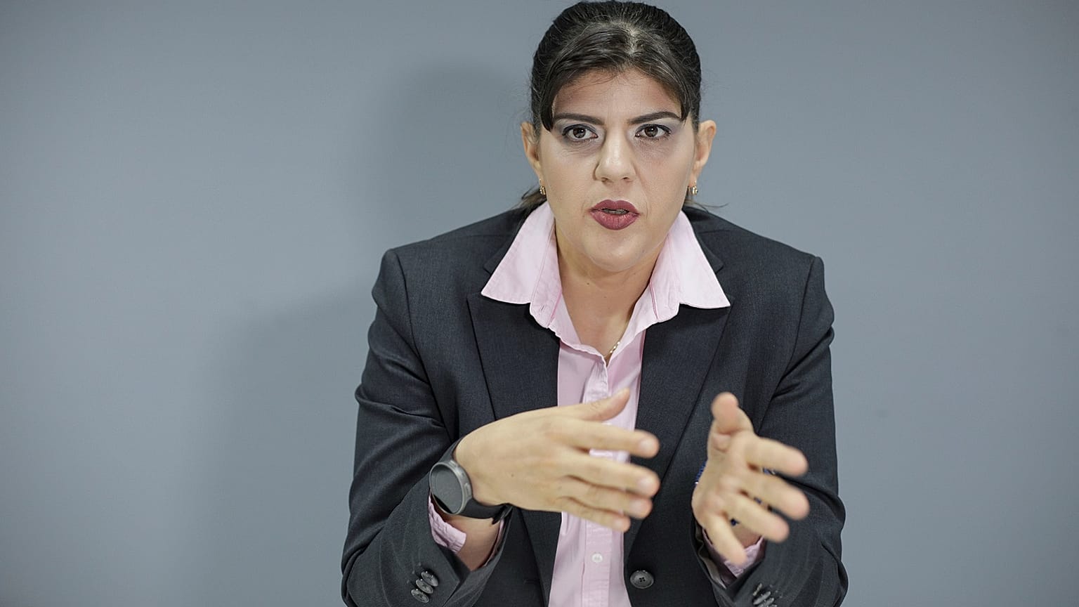Former Romania's chief anti-corruption prosecutor and future first chief prosecutor for the European Union Laura Codruta Kovesi reacts during an interview with Reuters