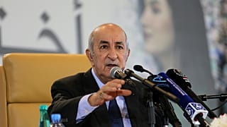 الرئيس الجزائري المنتخب عبد المجيد تبون خلال مؤتمر صحفي في الجزائر. 2019/12/13