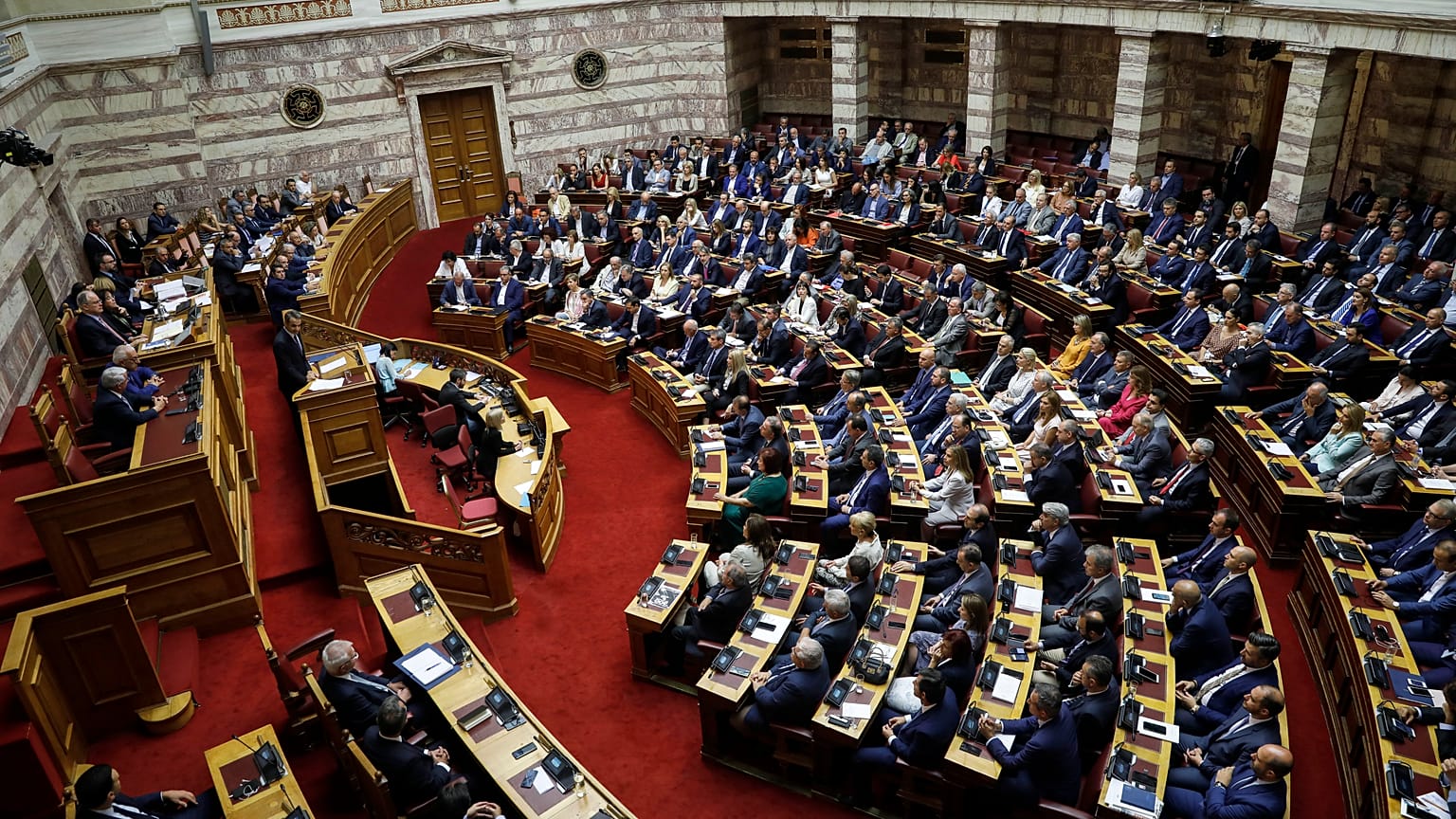 Greece's Prime Minister Kyriakos Mitsotakis 