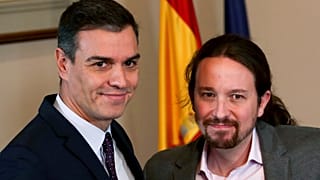 Spain's acting Prime Minister Pedro Sánchez and Podemos leader Pablo Iglesias
