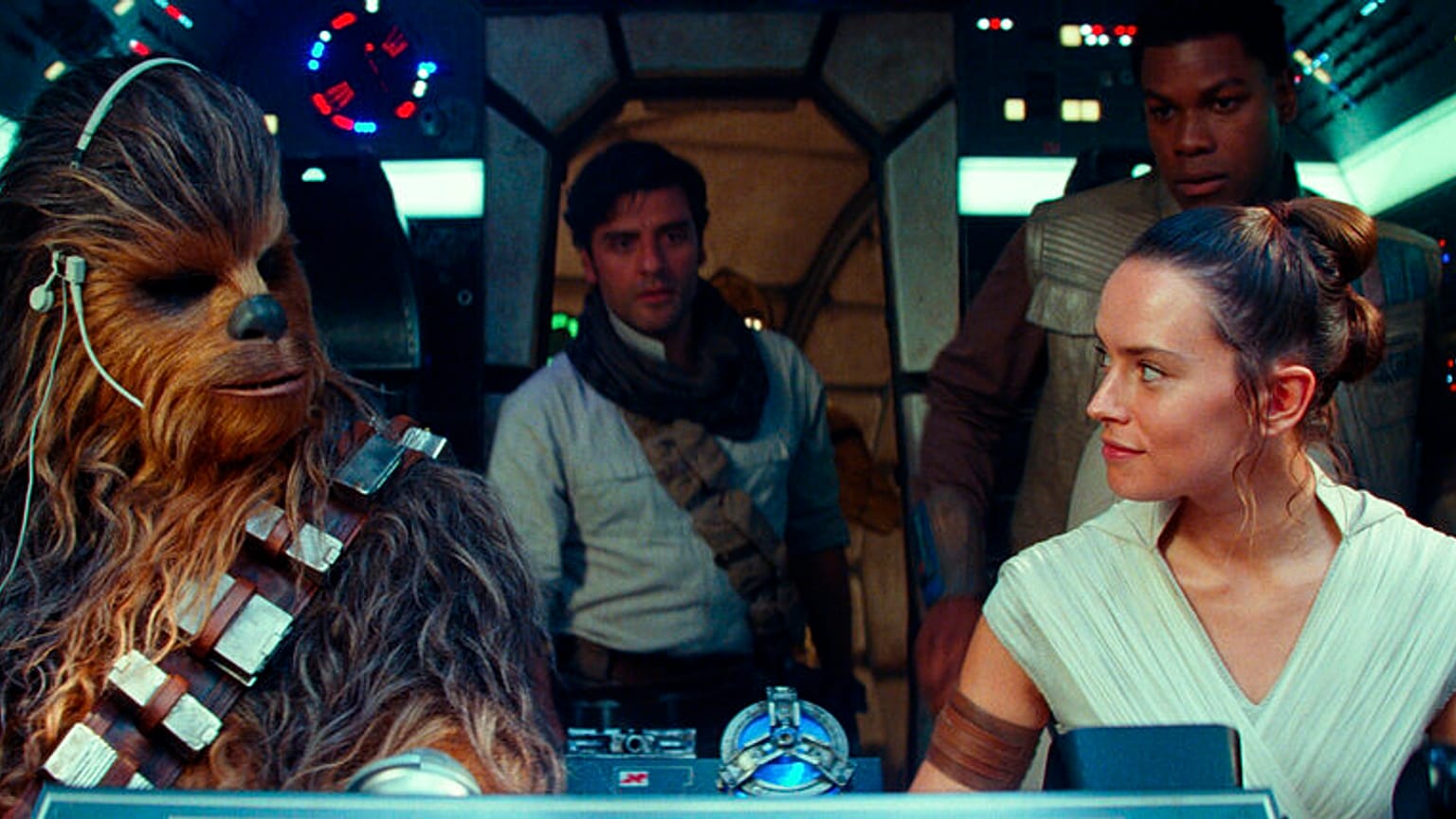 Chewbacca, Rey e Finn nell'ultimo Star Wars, L'ascesa di Skywalker 