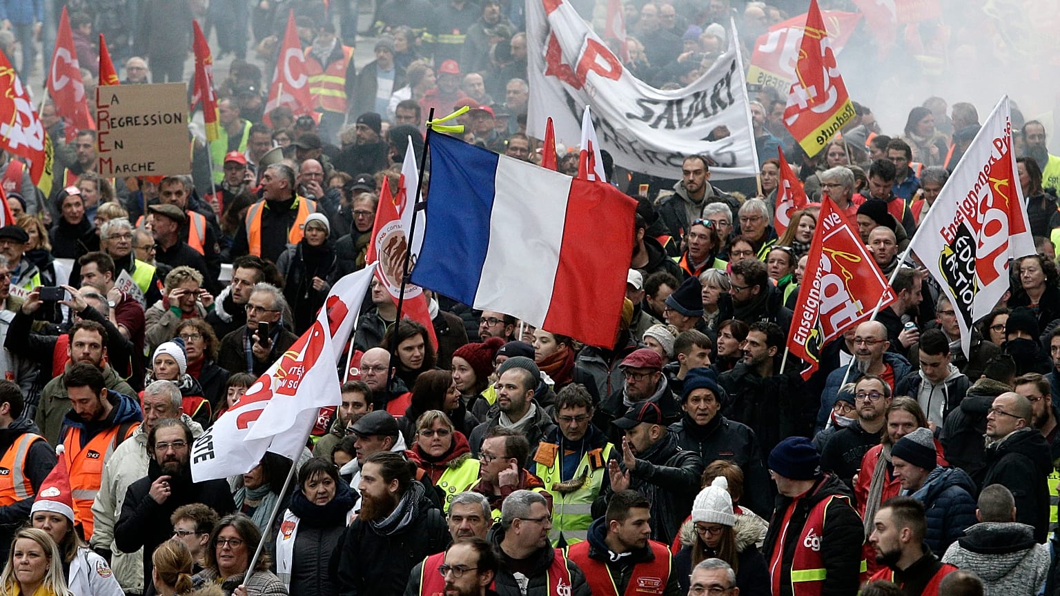 Protestors march in Lille 