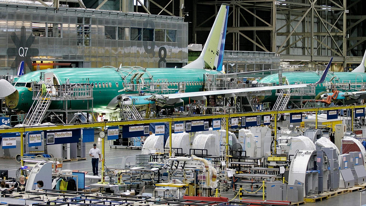 Aviones Boeing 737 en la línea de montaje