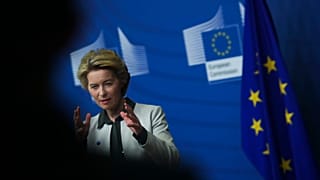 European Commission President Ursula von der Leyen gives a press statement on the European Green Deal at the European Commission headquarters in Brussels, Dec. 11, 2019