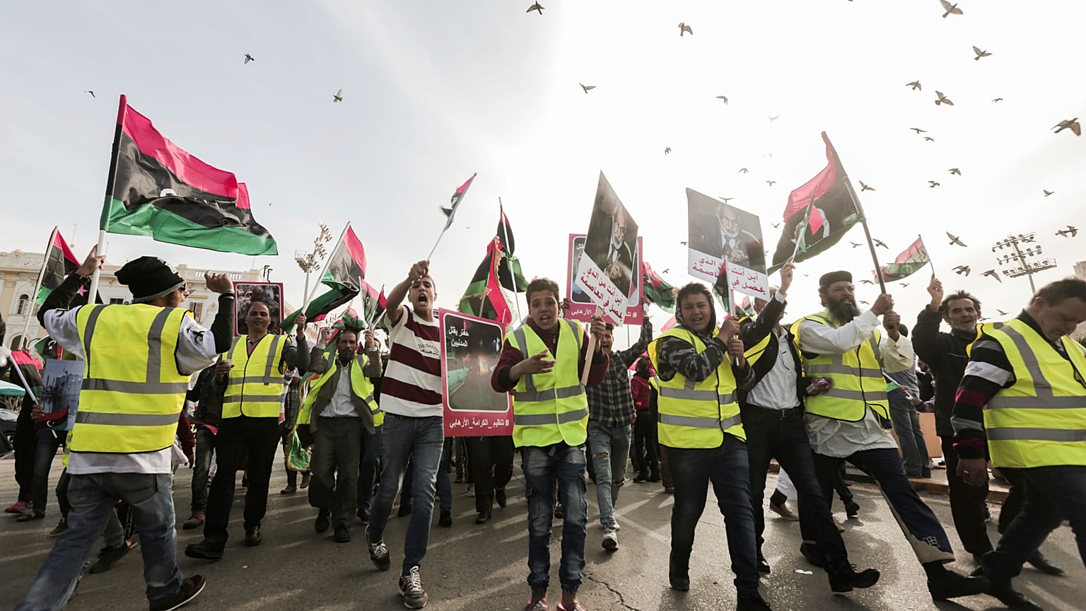 Protesters in Tripoli demonstrate against the military offensive of Field Marshal Khalifa Hifter
